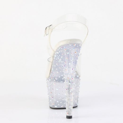 Product image of Pleaser STARDANCE-708 Clr/Clr-Slv Multi RS 7 Inch Heel 2 3/4� PF Ankle Strap Sandal