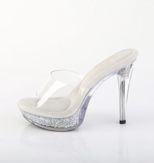 Product image of Fabulicious COCKTAIL-501RSI Clr/Clr-Slv AB RS 5 Inch Heel 1 Inch PF Slide w/RS Inserts