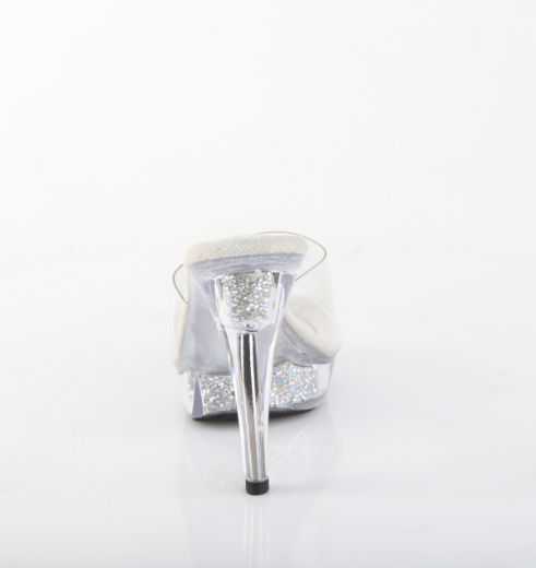 Product image of Fabulicious COCKTAIL-501RSI Clr/Clr-Slv AB RS 5 Inch Heel 1 Inch PF Slide w/RS Inserts