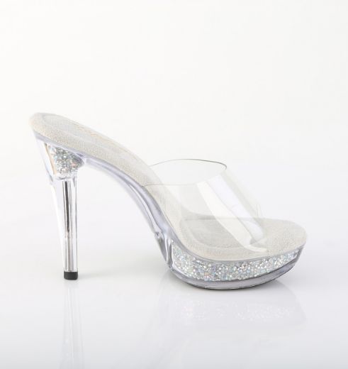 Product image of Fabulicious COCKTAIL-501RSI Clr/Clr-Slv AB RS 5 Inch Heel 1 Inch PF Slide w/RS Inserts