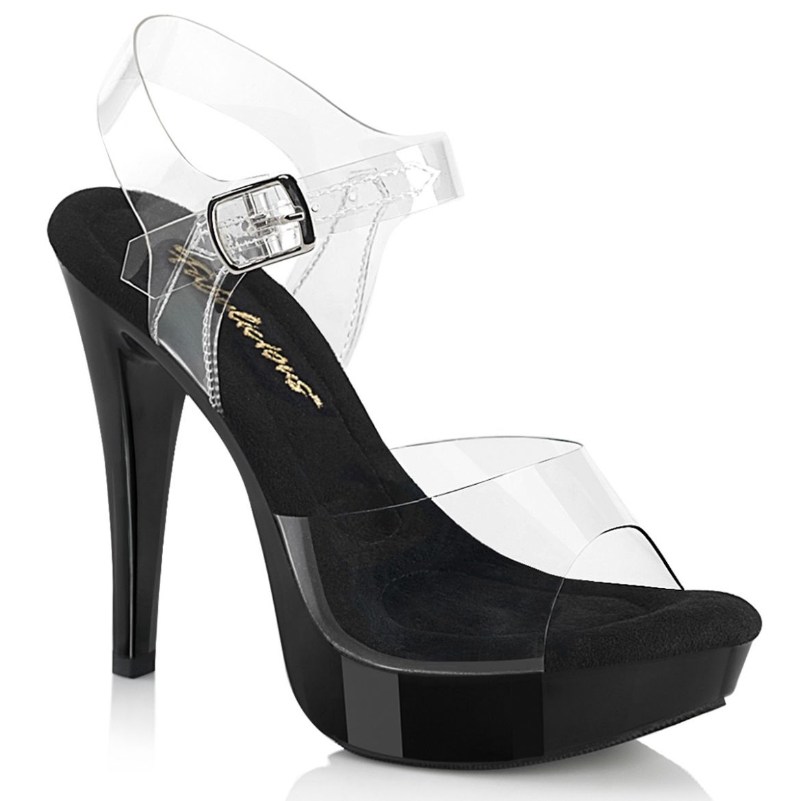 Product image of Fabulicious COCKTAIL-508 Clr/Blk 5 Inch Heel 1 Inch PF Ankle Strap Sandal