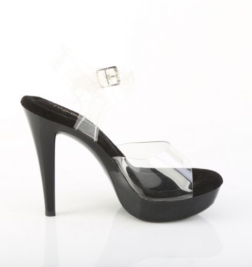 Product image of Fabulicious COCKTAIL-508 Clr/Blk 5 Inch Heel 1 Inch PF Ankle Strap Sandal