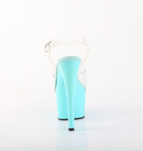 Product image of Pleaser ADORE-708 Clr/Aqua 7 Inch Heel 2 3/4 Inch PF Ankle Strap Sandal