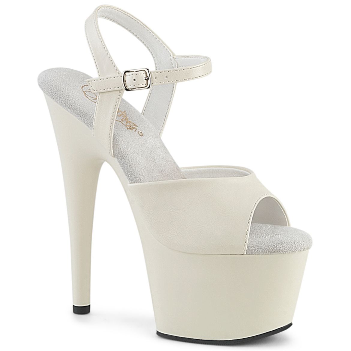 Product image of Pleaser ADORE-709 Off-Wht Faux Leather/Off-Wht Matte 7 Inch Heel 2 3/4 Inch PF Ankle Strap Sandal