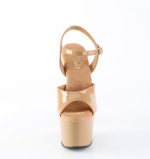 Product image of Pleaser ADORE-709 Toffee Pat/Toffee 7 Inch Heel 2 3/4 Inch PF Ankle Strap Sandal