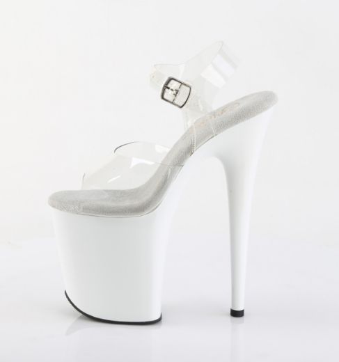 Product image of Pleaser FLAMINGO-808 Clr/Wht 8 Inch Heel 4 Inch PF Ankle Strap Sandal