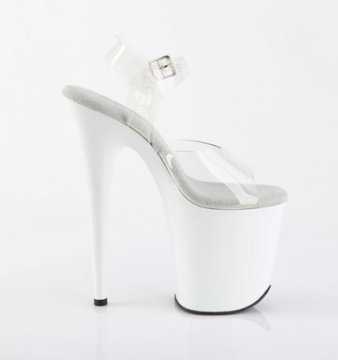 Product image of Pleaser FLAMINGO-808 Clr/Wht 8 Inch Heel 4 Inch PF Ankle Strap Sandal