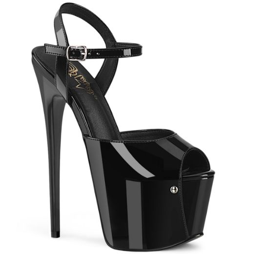 Product image of Pleaser JUBILANT-09 Blk Pat 7 Inch Heel 3 Inch Concealed PF Ankle Strap Sandal