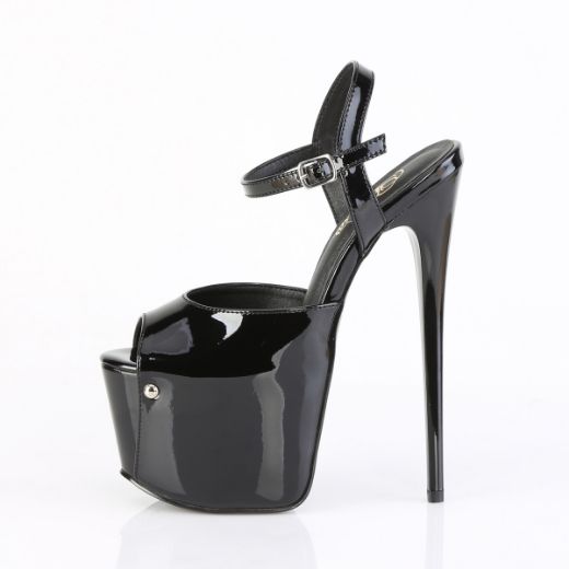 Product image of Pleaser JUBILANT-09 Blk Pat 7 Inch Heel 3 Inch Concealed PF Ankle Strap Sandal