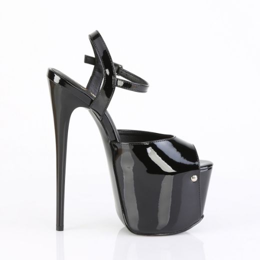 Product image of Pleaser JUBILANT-09 Blk Pat 7 Inch Heel 3 Inch Concealed PF Ankle Strap Sandal