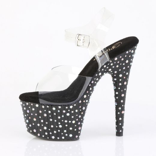 Product image of Pleaser STARDANCE-708 Clr/Blk-Slv Multi RS 7 Inch Heel 2 3/4� PF Ankle Strap Sandal