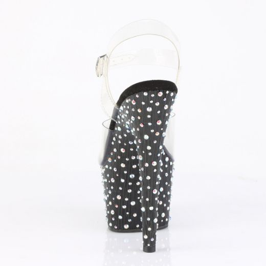 Product image of Pleaser STARDANCE-708 Clr/Blk-Slv Multi RS 7 Inch Heel 2 3/4� PF Ankle Strap Sandal