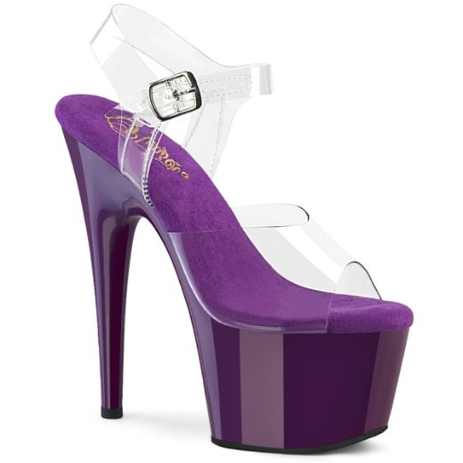 Product image of Pleaser ADORE-708 Clr/Purple 7 Inch Heel 2 3/4 Inch PF Ankle Strap Sandal