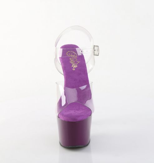 Product image of Pleaser ADORE-708 Clr/Purple 7 Inch Heel 2 3/4 Inch PF Ankle Strap Sandal