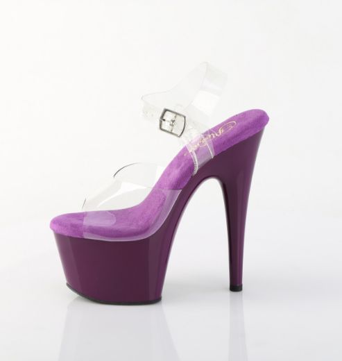 Product image of Pleaser ADORE-708 Clr/Purple 7 Inch Heel 2 3/4 Inch PF Ankle Strap Sandal