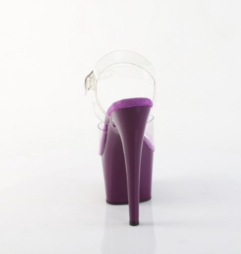 Product image of Pleaser ADORE-708 Clr/Purple 7 Inch Heel 2 3/4 Inch PF Ankle Strap Sandal