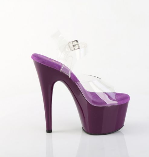 Product image of Pleaser ADORE-708 Clr/Purple 7 Inch Heel 2 3/4 Inch PF Ankle Strap Sandal