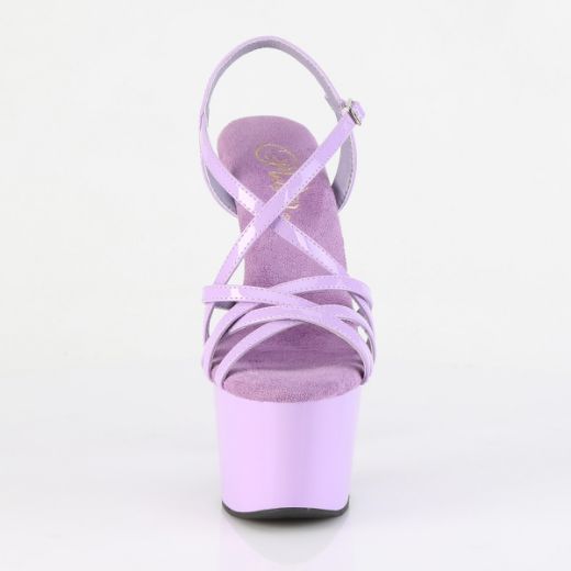 Product image of Pleaser ADORE-713 Lavender Pat/Lavender 7 Inch Heel 2 3/4 Inch PF Criss Cross Strap Sandal