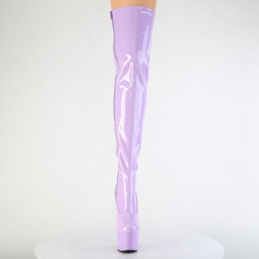 Product image of Pleaser ADORE-3000 Lavender Str. Pat/Lavender 7 Inch Heel 2 3/4 Inch PF Stretch Thigh Boot Side Zip