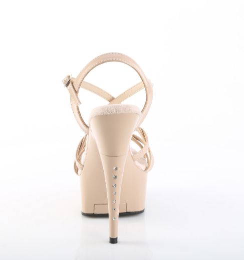 Product image of Pleaser CAPTIVA-613 Nude Pat/Nude 6 Inch Heel 1 3/4 Inch PF Criss Cross Strap Sandal w/ RS on Heel