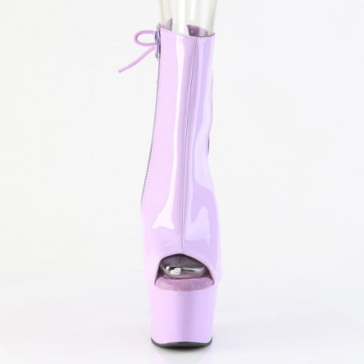 Product image of Pleaser ADORE-1018 Lavender Pat/Lavender 7 Inch Heel 2 3/4 Inch PF Open Toe/Heel Ankle Boot Side Zip