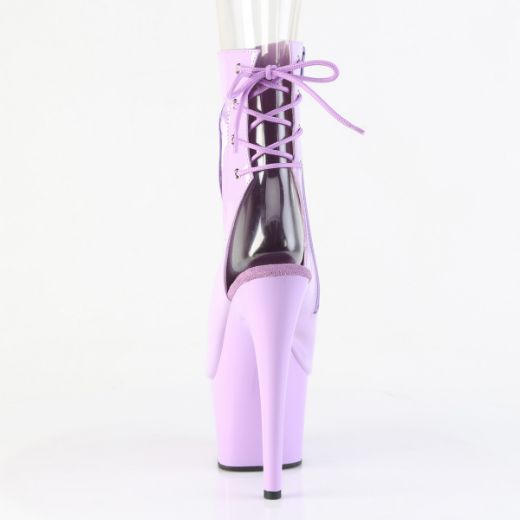 Product image of Pleaser ADORE-1018 Lavender Pat/Lavender 7 Inch Heel 2 3/4 Inch PF Open Toe/Heel Ankle Boot Side Zip