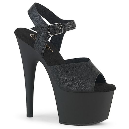 Product image of Pleaser ADORE-708UL Blk Faux Leather/Blk Matte 7 Inch Heel 2 3/4 Inch PF Ankle Strap Sandal