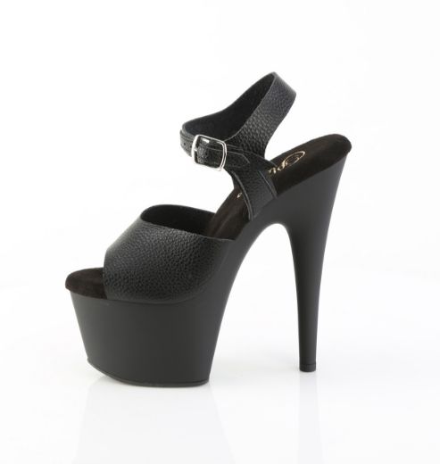 Product image of Pleaser ADORE-708UL Blk Faux Leather/Blk Matte 7 Inch Heel 2 3/4 Inch PF Ankle Strap Sandal