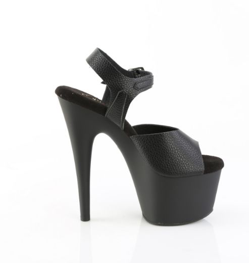 Product image of Pleaser ADORE-708UL Blk Faux Leather/Blk Matte 7 Inch Heel 2 3/4 Inch PF Ankle Strap Sandal