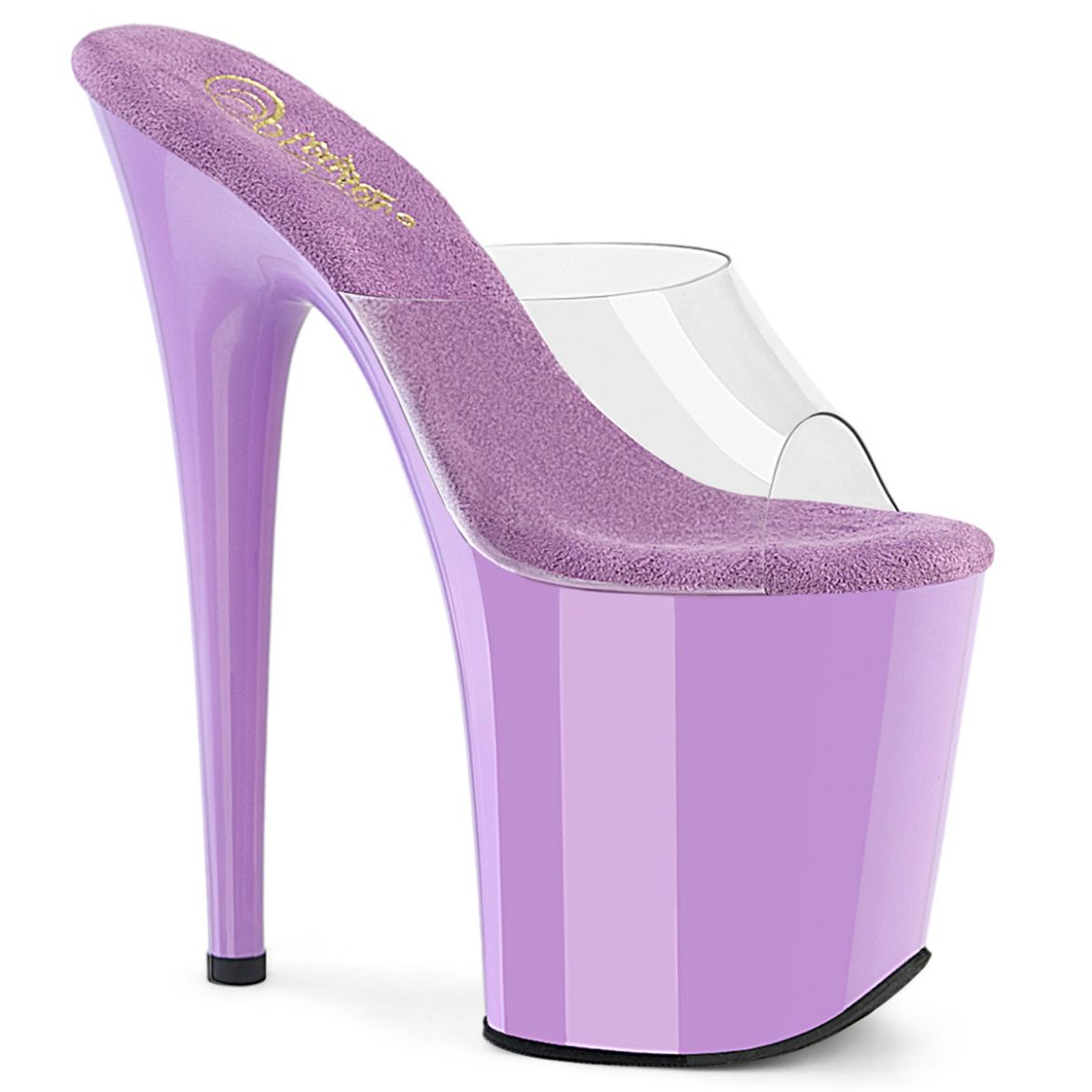 Product image of Pleaser FLAMINGO-801 Clr/Lavender 8 Inch Heel 4 Inch PF Slide