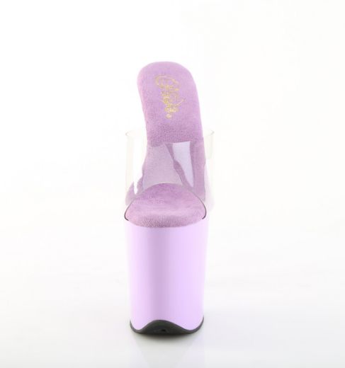 Product image of Pleaser FLAMINGO-801 Clr/Lavender 8 Inch Heel 4 Inch PF Slide