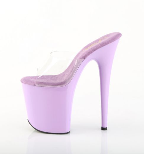 Product image of Pleaser FLAMINGO-801 Clr/Lavender 8 Inch Heel 4 Inch PF Slide