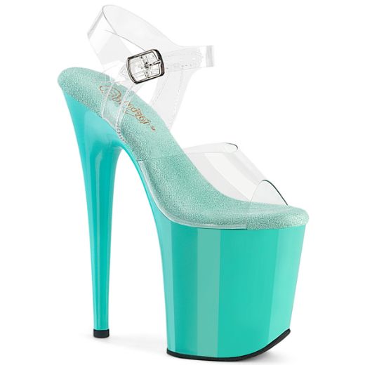 Product image of Pleaser FLAMINGO-808 Clr/Aqua 8 Inch Heel 4 Inch PF Ankle Strap Sandal