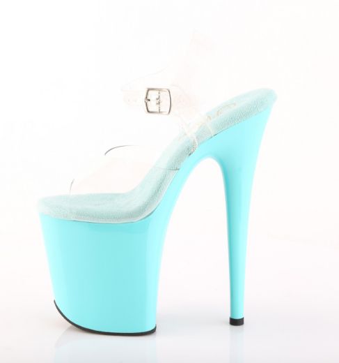 Product image of Pleaser FLAMINGO-808 Clr/Aqua 8 Inch Heel 4 Inch PF Ankle Strap Sandal