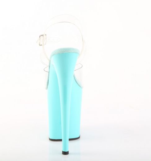 Product image of Pleaser FLAMINGO-808 Clr/Aqua 8 Inch Heel 4 Inch PF Ankle Strap Sandal