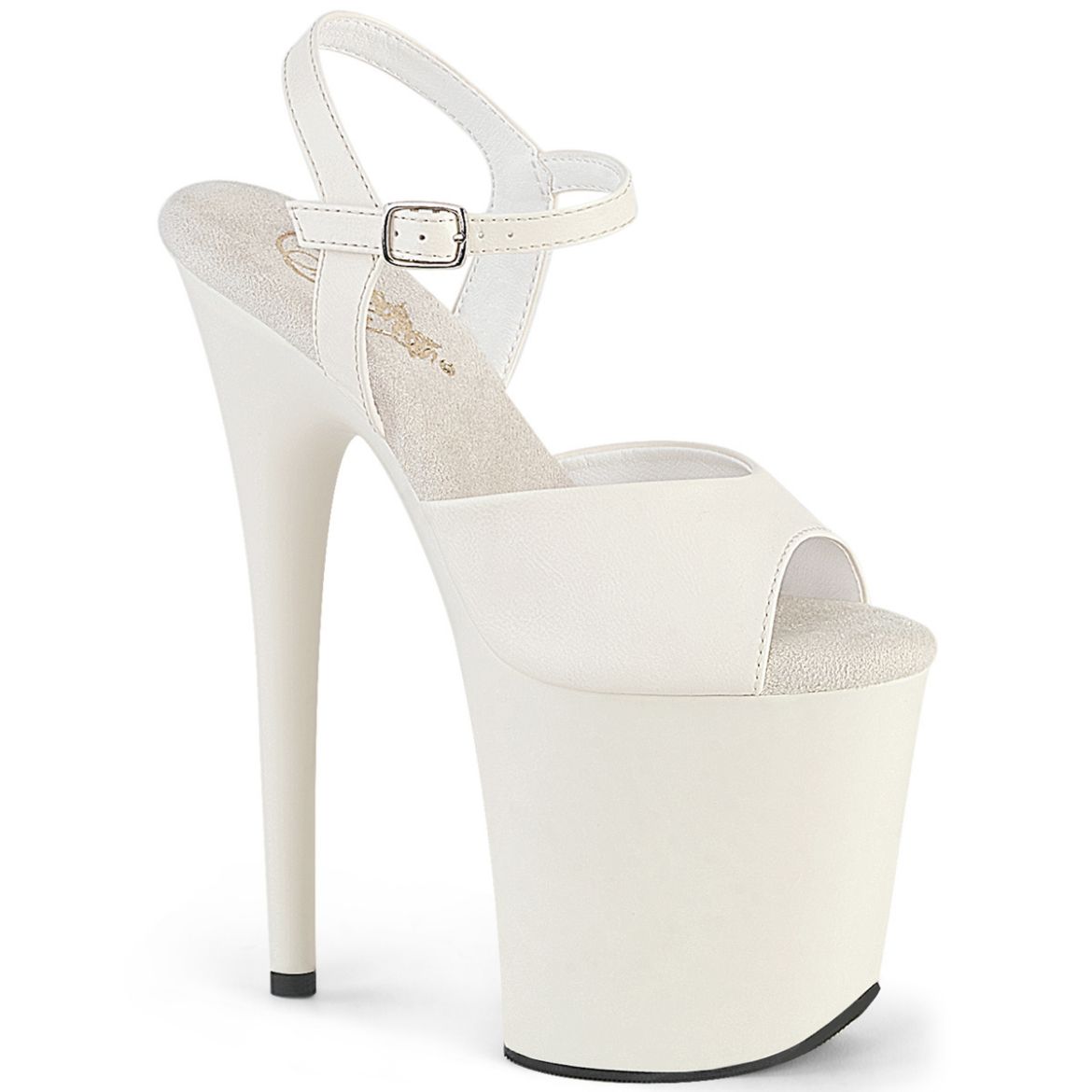 Product image of Pleaser FLAMINGO-809 Off-Wht Faux Leather/Off-Wht Matte 8 Inch Heel 4 Inch PF Ankle Strap Sandal