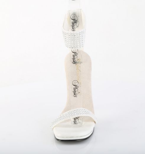 Product image of Fabulicious CHIC-40 Wht Faux Leather-RS/Wht 4 1/2 Inch Heel 1/4 Inch PF Ankle Strap Sandal w/RS Back Zip