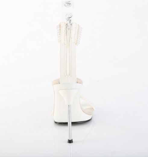 Product image of Fabulicious CHIC-40 Wht Faux Leather-RS/Wht 4 1/2 Inch Heel 1/4 Inch PF Ankle Strap Sandal w/RS Back Zip