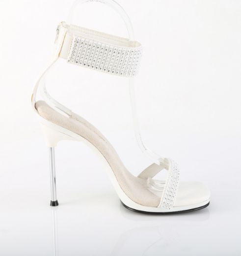 Product image of Fabulicious CHIC-40 Wht Faux Leather-RS/Wht 4 1/2 Inch Heel 1/4 Inch PF Ankle Strap Sandal w/RS Back Zip