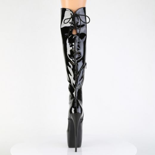 Product image of Pleaser JUBILANT-3012 Blk Str. Pat 7 Inch Heel 3 Inch Concealed PF Over-The-Knee Boot Side Zip