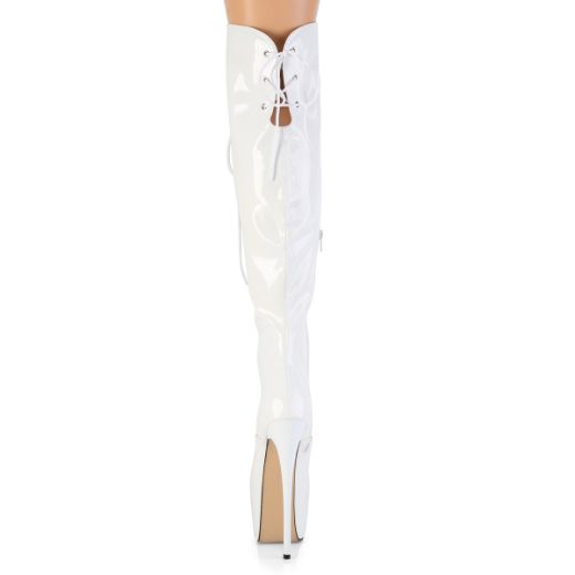 Product image of Pleaser JUBILANT-3012 Wht Str. Pat 7 Inch Heel 3 Inch Concealed PF Over-The-Knee Boot Side Zip