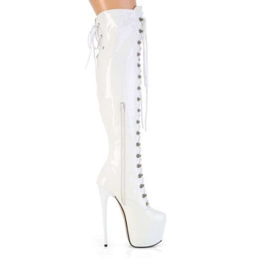 Product image of Pleaser JUBILANT-3012 Wht Str. Pat 7 Inch Heel 3 Inch Concealed PF Over-The-Knee Boot Side Zip