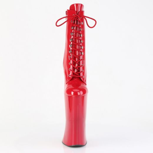 Product image of Pleaser FORBIDDEN-1020 Red Pat/Red 11 Inch Heelless 6 1/4 Inch PF Lace-Up Front Ankle Boot Inside Zip