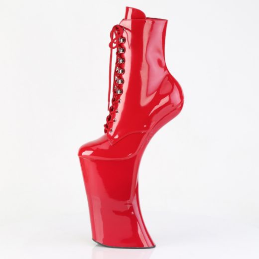 Product image of Pleaser FORBIDDEN-1020 Red Pat/Red 11 Inch Heelless 6 1/4 Inch PF Lace-Up Front Ankle Boot Inside Zip