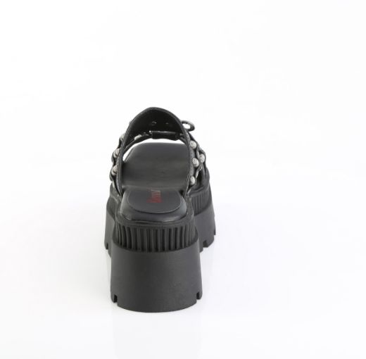 Product image of Demoniacult WRATH-08 Blk Vegan Leather 3 1/4 Inch Chunky Heel 2 Inch Square-Toe PF Slide Sandal