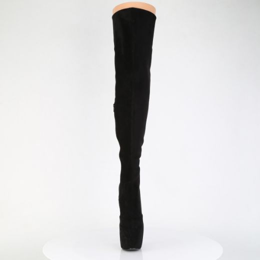 Product image of Pleaser JUBILANT-3007FS Blk Faux Suede 7 Inch Heel 3 Inch Concealed PF Stretch Thigh Boot Side Zip