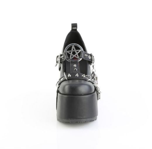 Product image of Demoniacult CAMEL-33 Blk Vegan Leather 5 Inch Chunky Heel 3 Inch Platform Eyelet T-Strap Maryjane