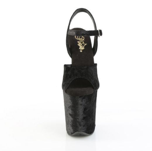 Product image of Pleaser FLAMINGO-809WR Blk Shimmering Fabric/Blk 8 Inch Heel 4 Inch PF Ankle Strap Sandal