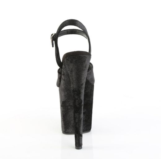 Product image of Pleaser FLAMINGO-809WR Blk Shimmering Fabric/Blk 8 Inch Heel 4 Inch PF Ankle Strap Sandal