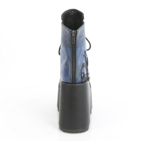 Product image of Demoniacult CAMEL-203-PT Blk Vegan Leather 5 Inch ChunkyHeel 3 Inch P/F Lace-Up Ankle Boot Metal Back Zip